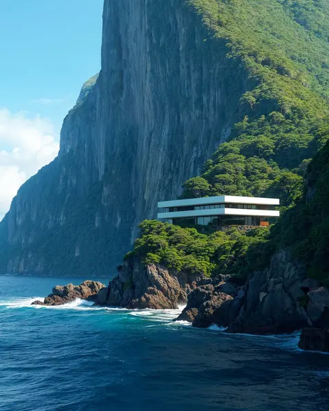Pavilion on an ocean cliff