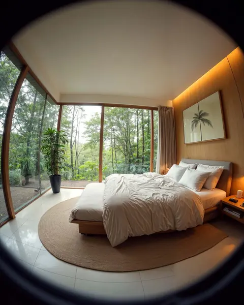 Bedroom with a panoramic window