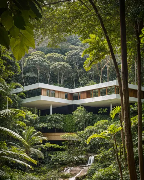 House suspended over the rainforest