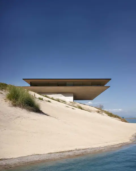 Cantilevered house over the dunes